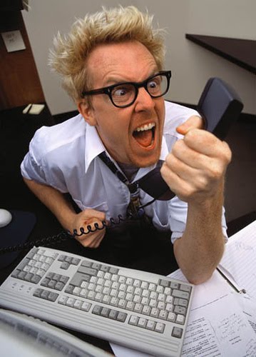angry caller screaming into the phone